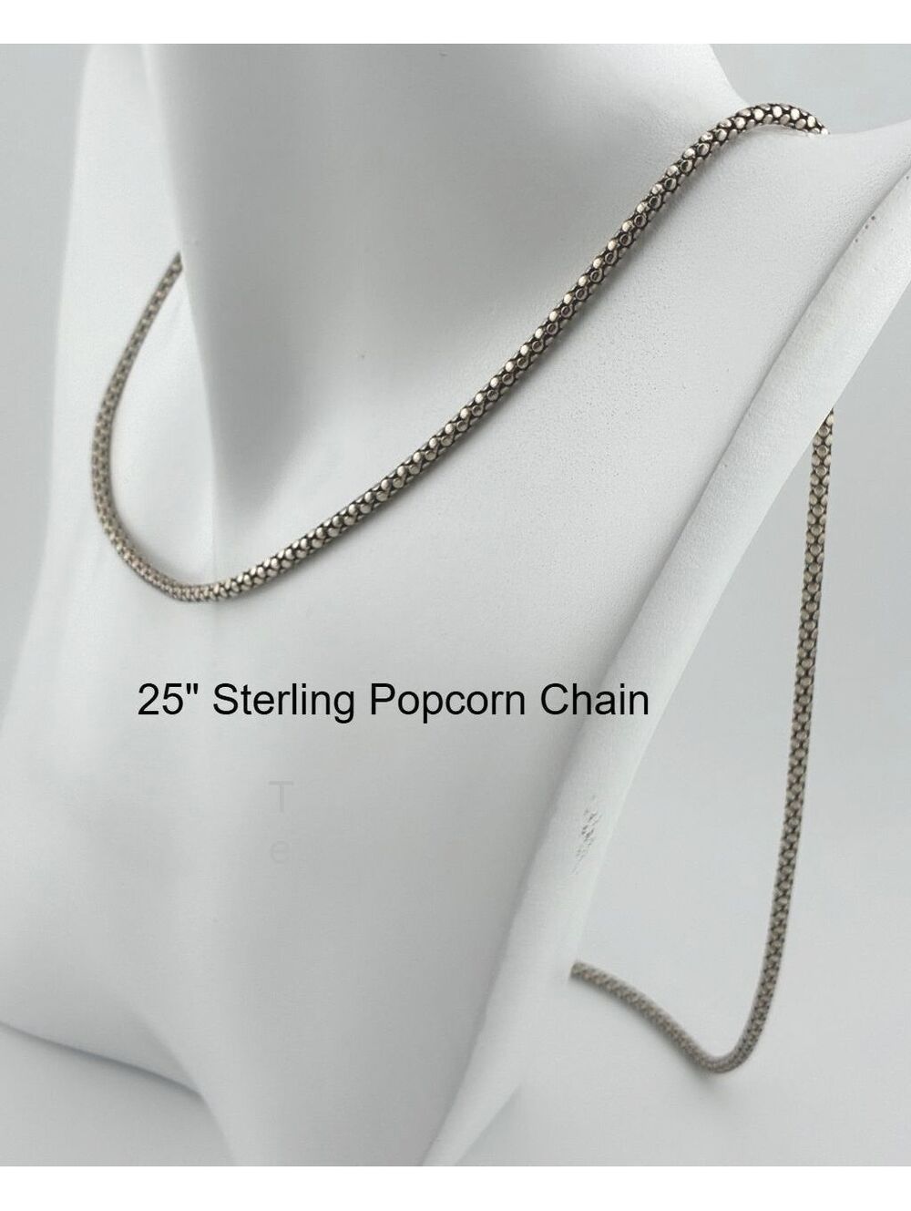 25" Sterling 925 Silver 2.4mm Popcorn Chain Necklace 9.08 grams